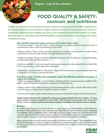 FOOd Quality & SaFety: nontoxic and nutritious